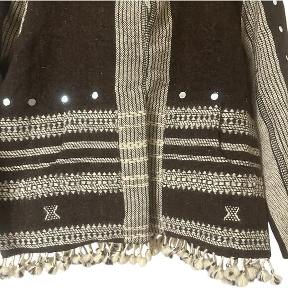 Alix of Bohemia Embroidered Handwoven Brown Blanket Jacket Small Western Boho - Picture 10 of 16